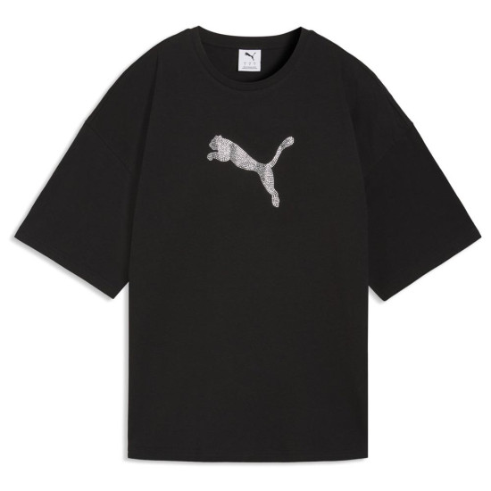 Puma Γυναικεία κοντομάνικη μπλούζα Essentials Graphics Bedazzled Oversized Tee